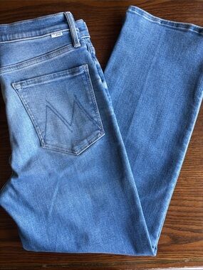 Mother Rambler Zip Flood high rise light wash straight leg jeans EUC